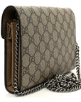 GG Supreme Monogram Mini Dionysus Chain Wallet Beige Taupe
