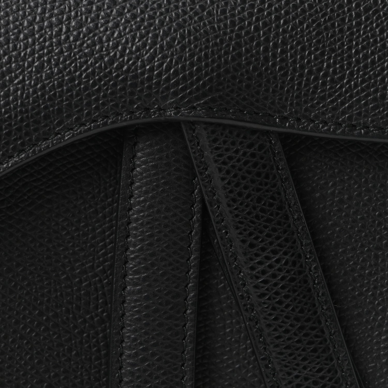 Grained Calfskin Mini Saddle Bag Black