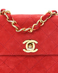 Suede Quilted Mini Square Flap Red