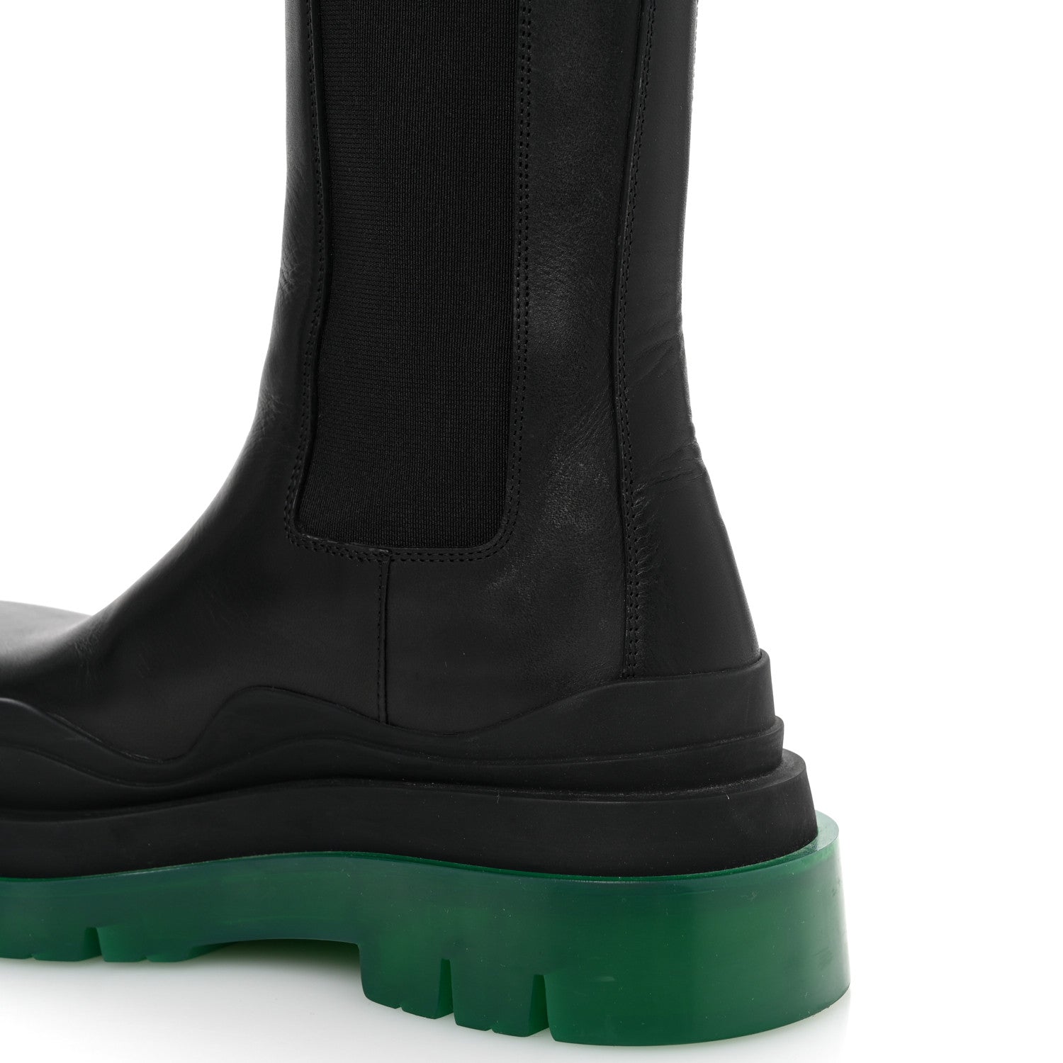 Calfskin The Tire Chelsea Boots 35 Black Green