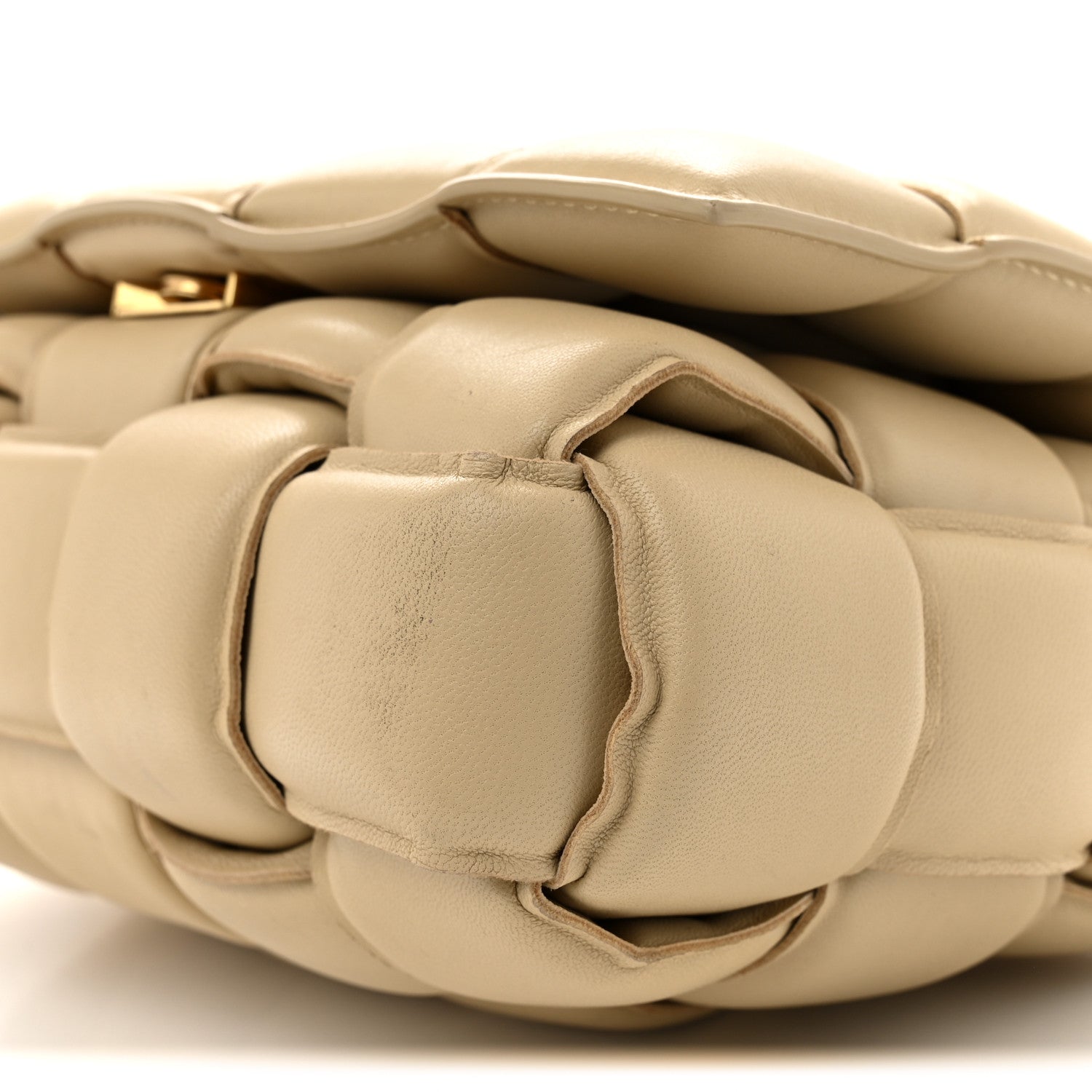 Lambskin Maxi Intreccio Padded Chain Cassette Crossbody Bag Porridge