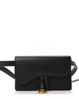 Grained Calfskin Saddle Belt Bag Black