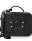 Caviar Quilted Small CC Filigree Vanity Case Black