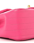 Lambskin Chevron Quilted Mini Square Flap  Pink