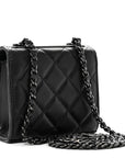 Lambskin Quilted Mini Trendy CC Clutch With Chain So Black