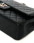 Lambskin Quilted Medium Double Flap Black