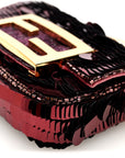 Sequin Paillettes Shiny Nappa Sex and the City Nano Maxi Buckle Baguette Charm Granata