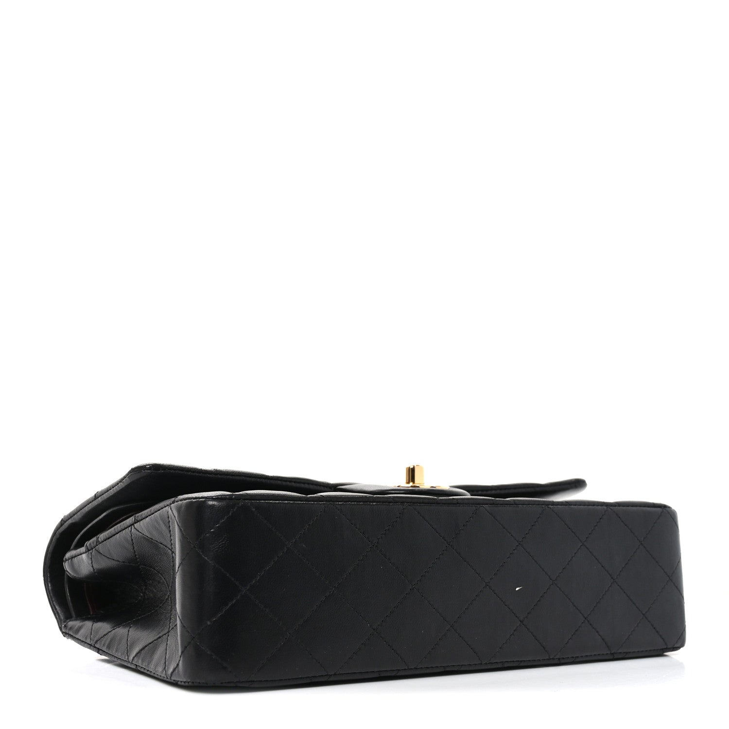 Lambskin Quilted Medium Double Flap Black