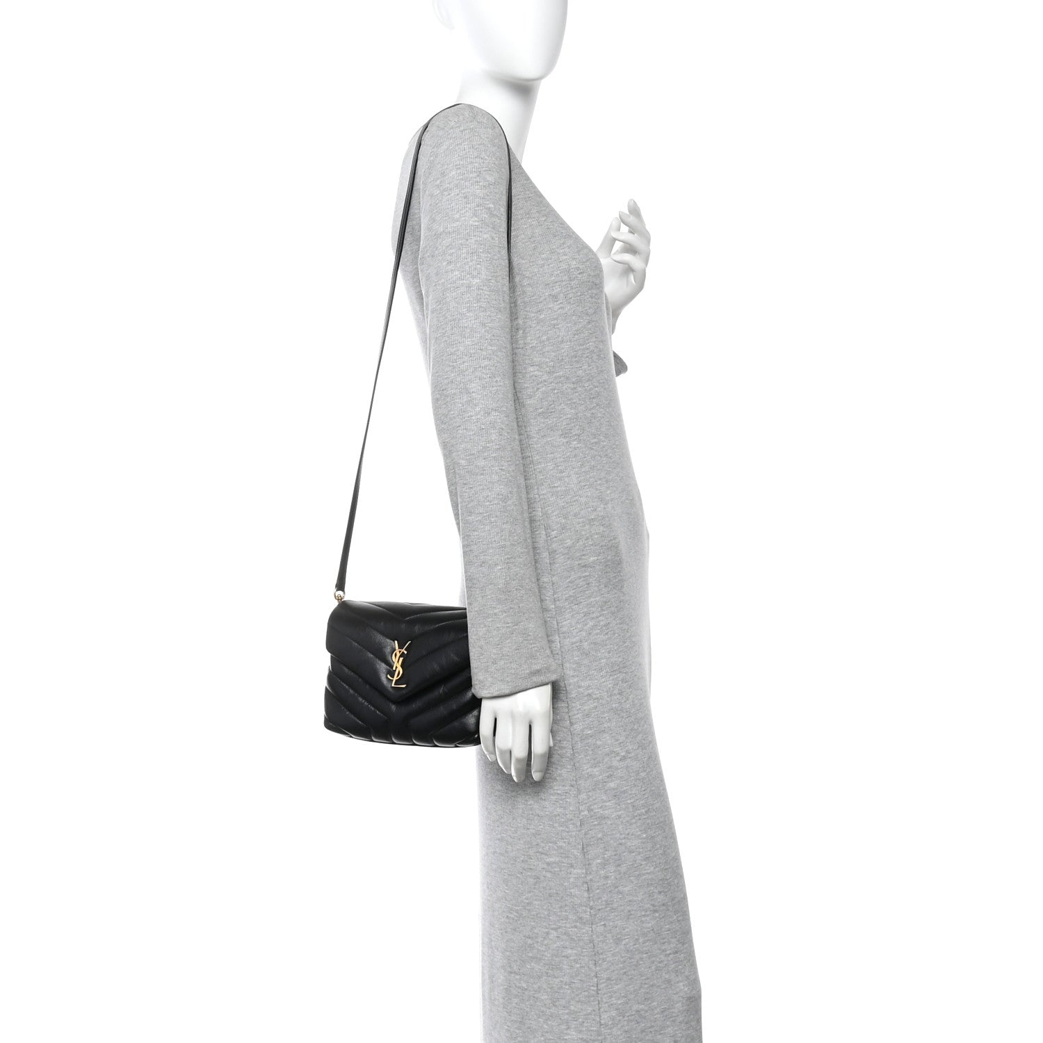 Calfskin Y Quilted Monogram Toy Loulou Crossbody Bag Black