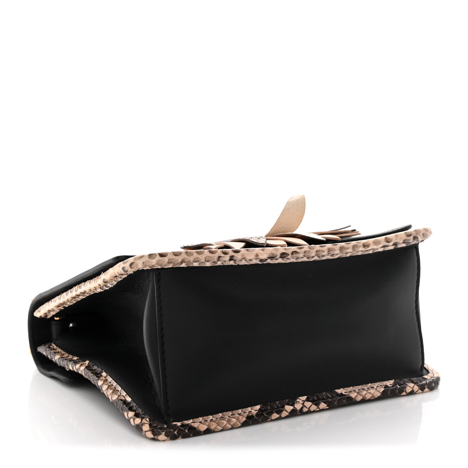 Vitello Century Snakeskin F is FNDI Flower Burst FF Small Kan I Shoulder Bag Black Beige
