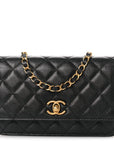 Pearly Caviar Quilted Fit For You Wallet On Chain WOC Black