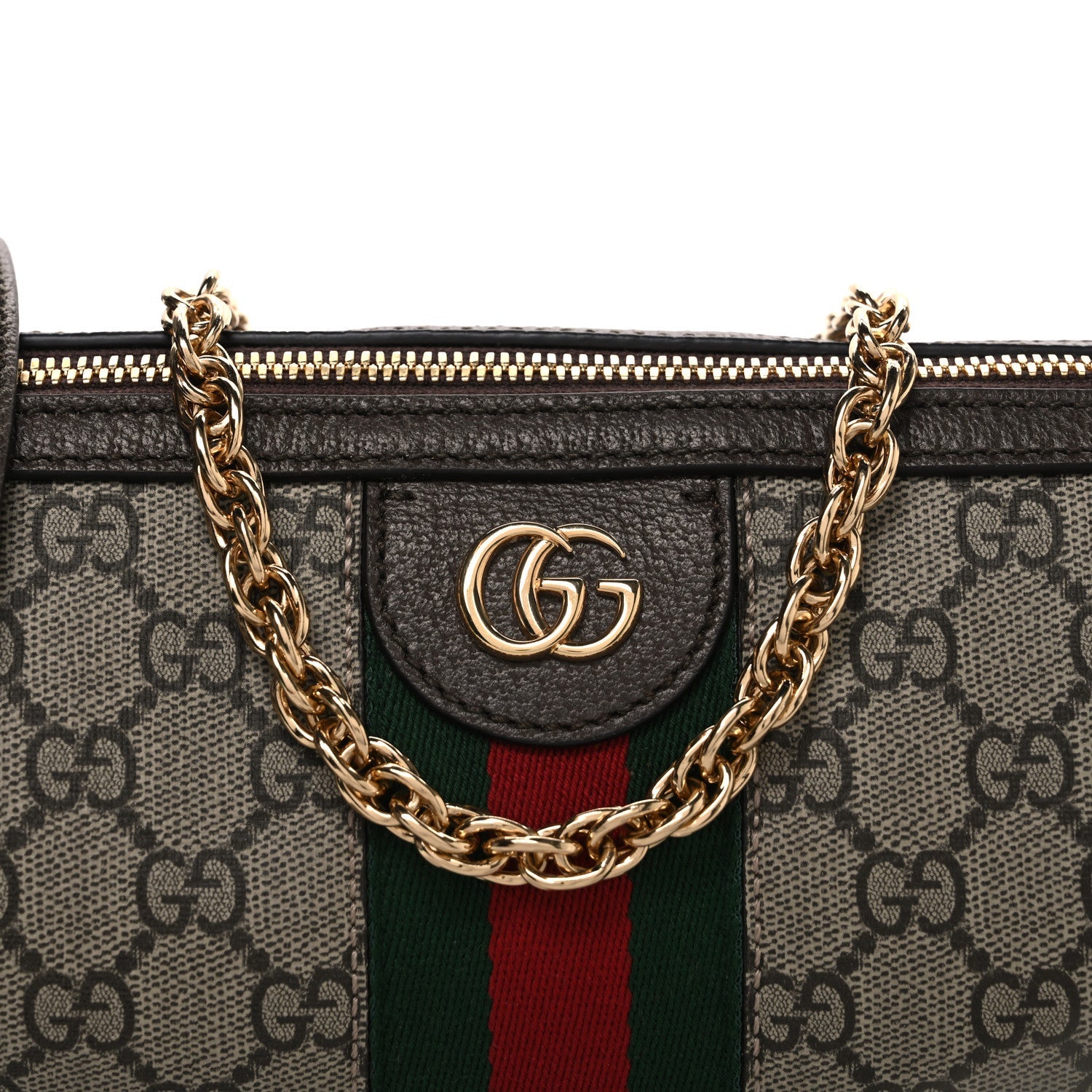 GG Supreme Monogram Textured Dollar Calfskin Web Small Ophidia Blondie Barrel shoulder Bag Beige New Acero