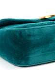 Velvet Matelasse Mini GG Marmont Shoulder Bag Pavone Cyan