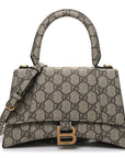 X GCCI GG Supreme Monogram Small Hourglass Top Handle Bag Beige Ebony