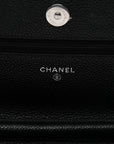 Caviar Quilted Wallet on Chain WOC Black