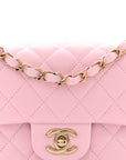 Lambskin Quilted Mini Rectangular Flap Pink