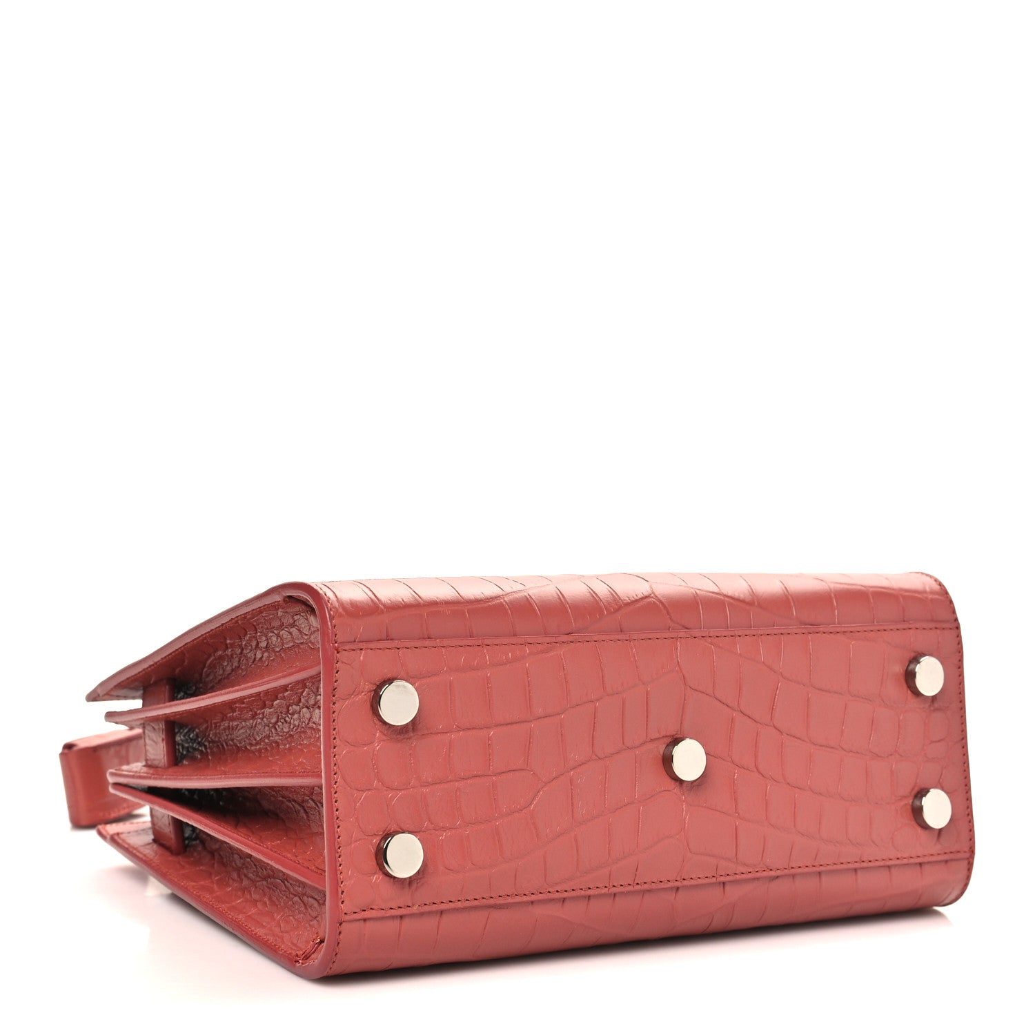 Calfskin Crocodile Embossed Nano Sac De Jour Rose Fonce
