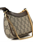GG Supreme Monogram Textured Dollar Calfskin Mini Ophidia Chain Bag Beige Ebony
