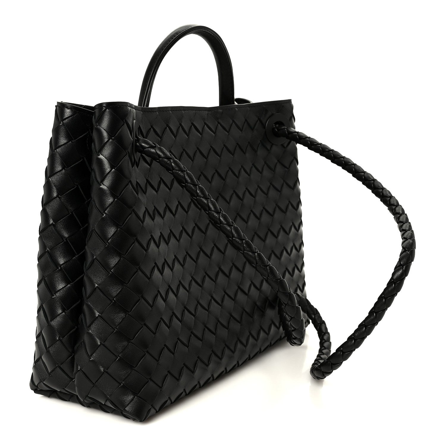 Nappa Intrecciato Medium Andiamo Shoulder Bag Black