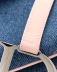 Patent Denim Jeans Saddle Bag Blue Pink