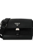 Re-Nylon Saffiano Triangle Shoulder Bag Black