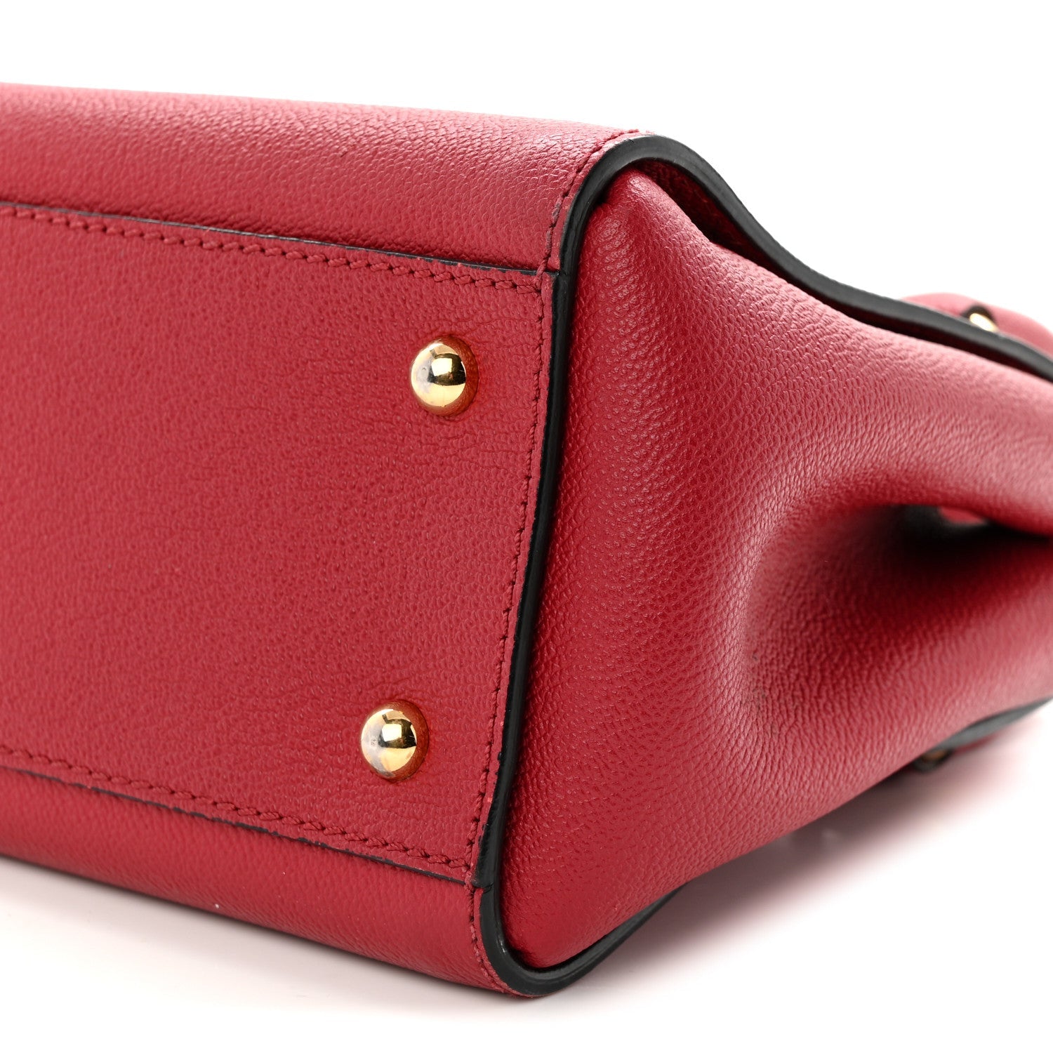 Soft Grain Calfskin Small Buckle Tote Parade Red