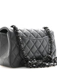 Pearly Lambskin Quilted Mini Rectangular Flap So Black