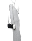 Lambskin Quilted Top Handle Trendy CC Wallet On Chain WOC Black