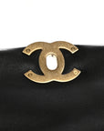 Shiny Goatskin Quilted Large CHNL 19 Flap Black