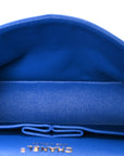 Lambskin Quilted Medium Double Flap Blue