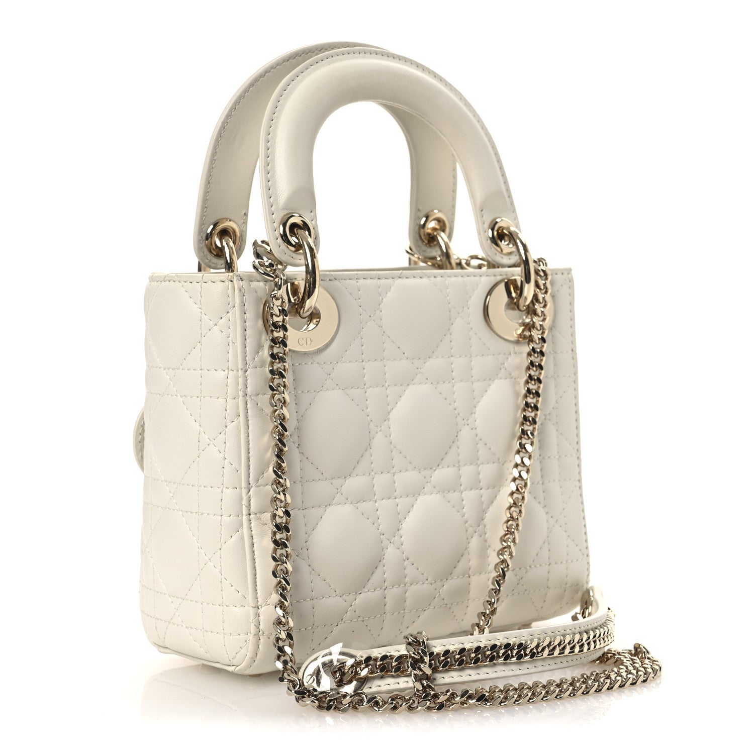 Lambskin Cannage Mini Lady D1OR White