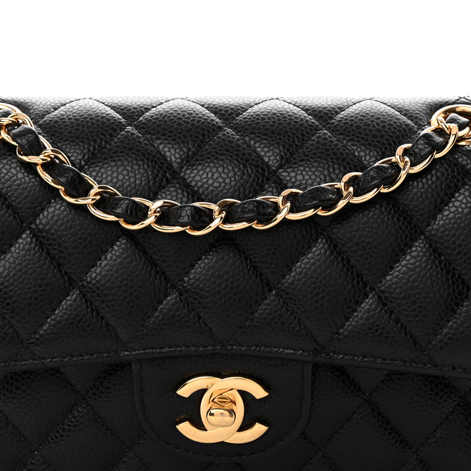 Caviar Quilted Small Double Flap Black