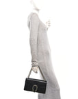 Pebbled Calfskin Small Dionysus Shoulder Bag Black