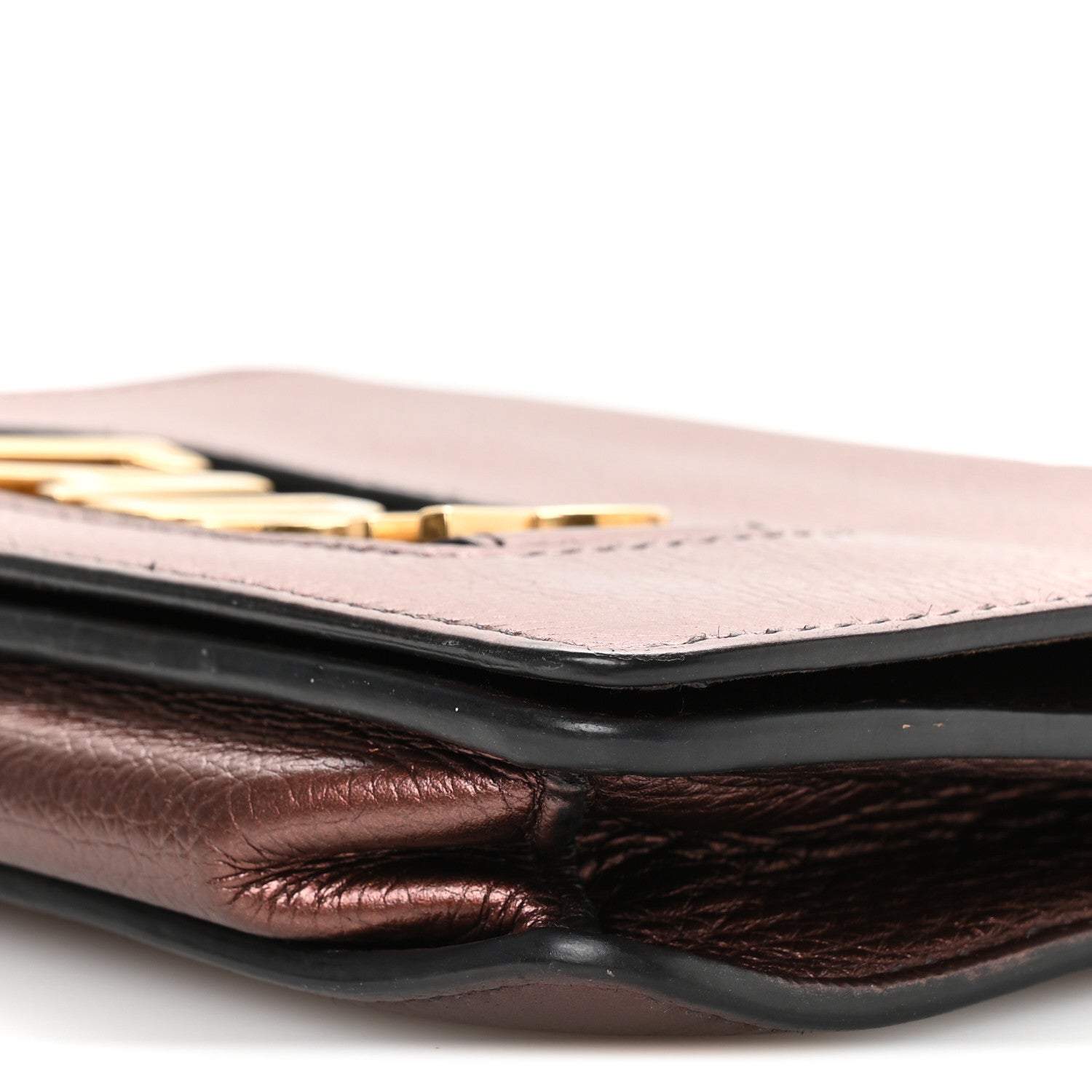 Metallic Calfskin J'AD1OR Chain Flap Bag Noisette