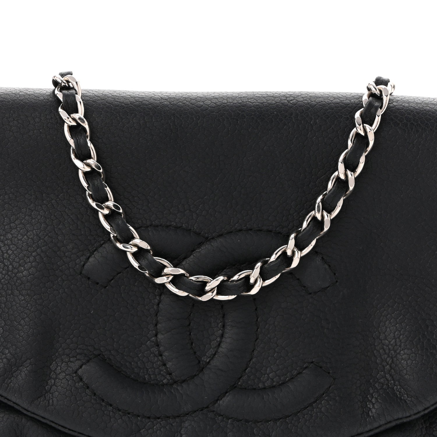 Lambskin Half Moon Wallet On Chain WOC Black