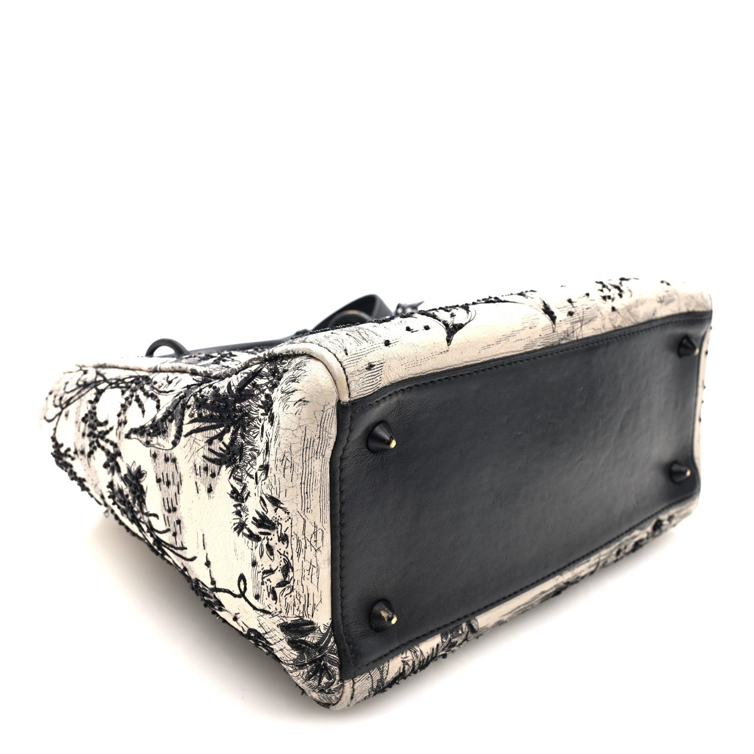 Calfskin Toile de Jouy Carnivora Medium Lady D1OR White Black