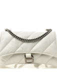 Crushed Calfskin Quilted Small Crush Chain Bag Optic White