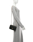 Shiny Lambskin Quilted Dynasty Wallet On Chain WOC Black