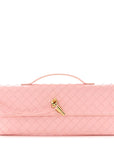 Nappa Intrecciato Long Andiamo Top Handle Clutch Rose
