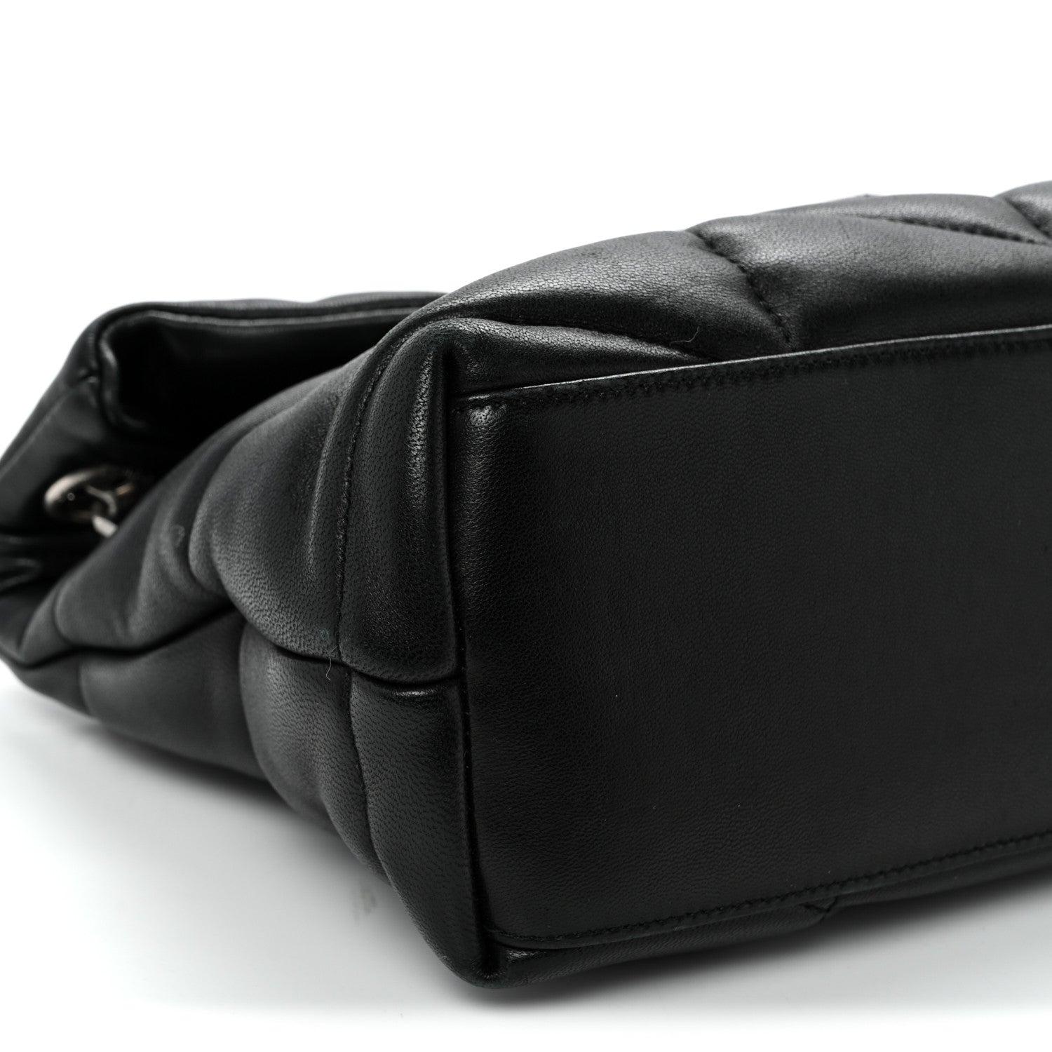 Lambskin Quilted Small Loulou Puffer Monogram Chain Satchel Black