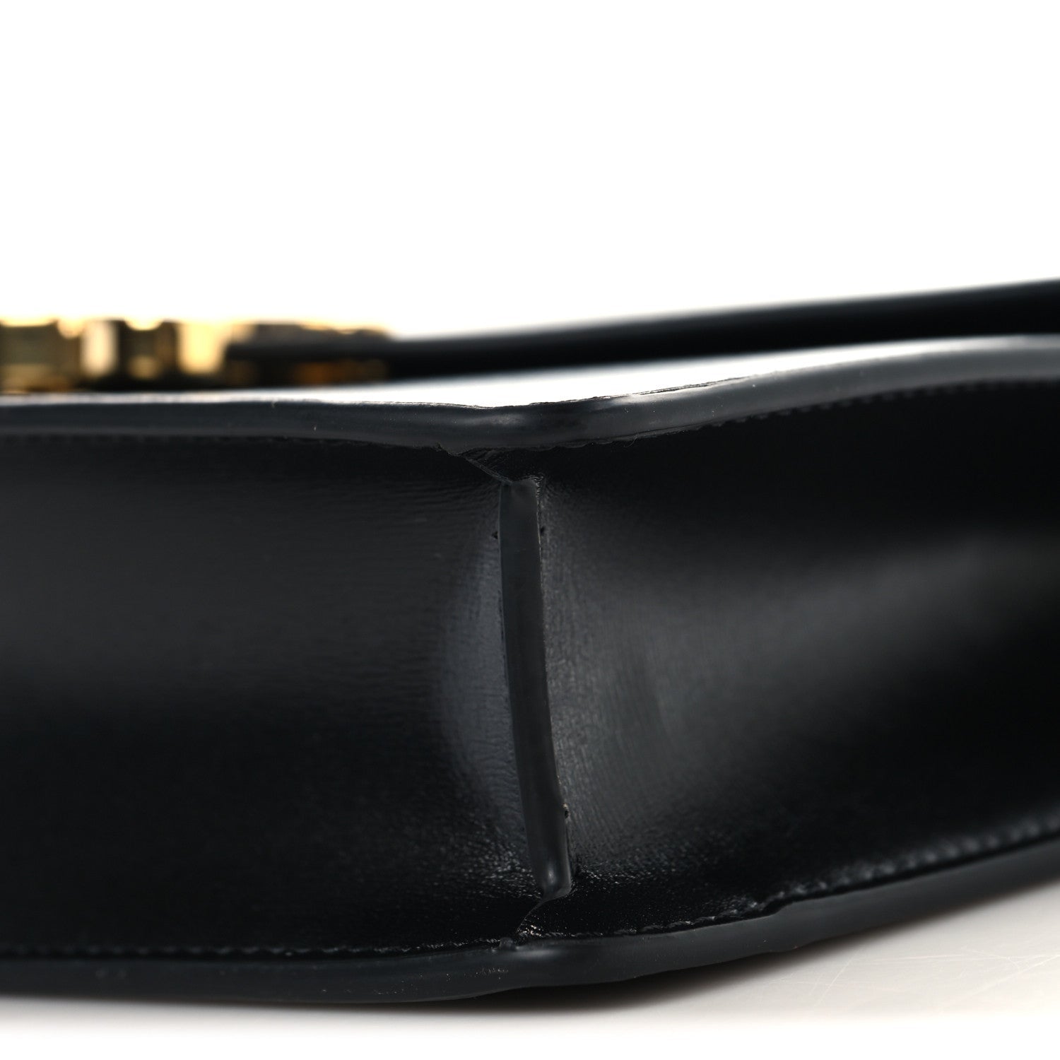 Shiny Calfskin Triomphe Margo Wallet on Chain Black