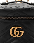 Calfskin Matelasse Chevron Mini GG Marmont Top Handle Bag Black