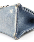 Nappa Denim Printed Hourglass Top Handle Bag Small Denim Blue