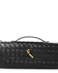 Nappa Intrecciato Long Andiamo Top Handle Clutch Black