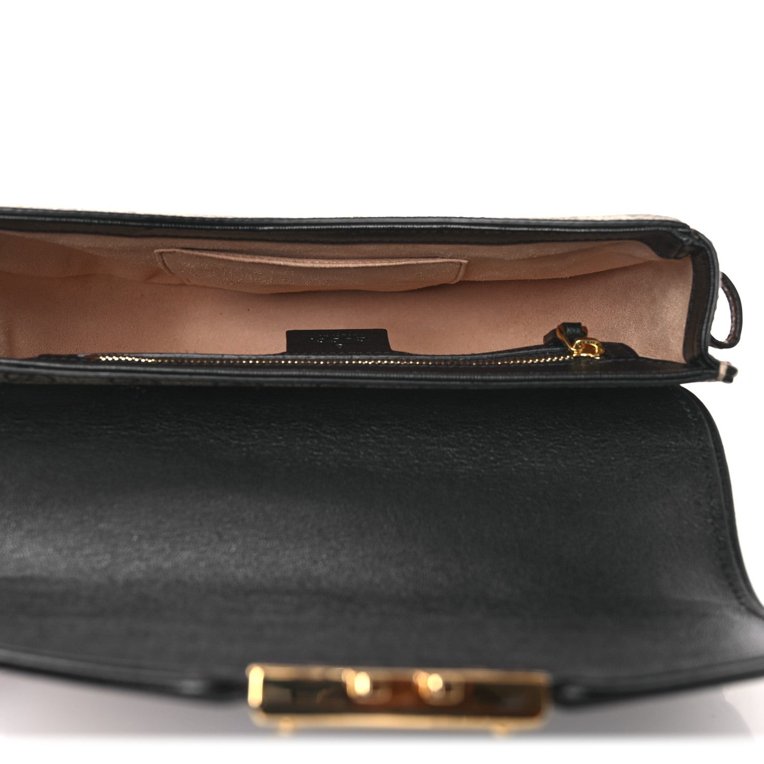 GG Supreme Monogram Calfskin Small Padlock Messenger Shoulder Bag Beige Black Cuir