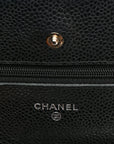 Caviar Quilted Wallet on Chain WOC Black