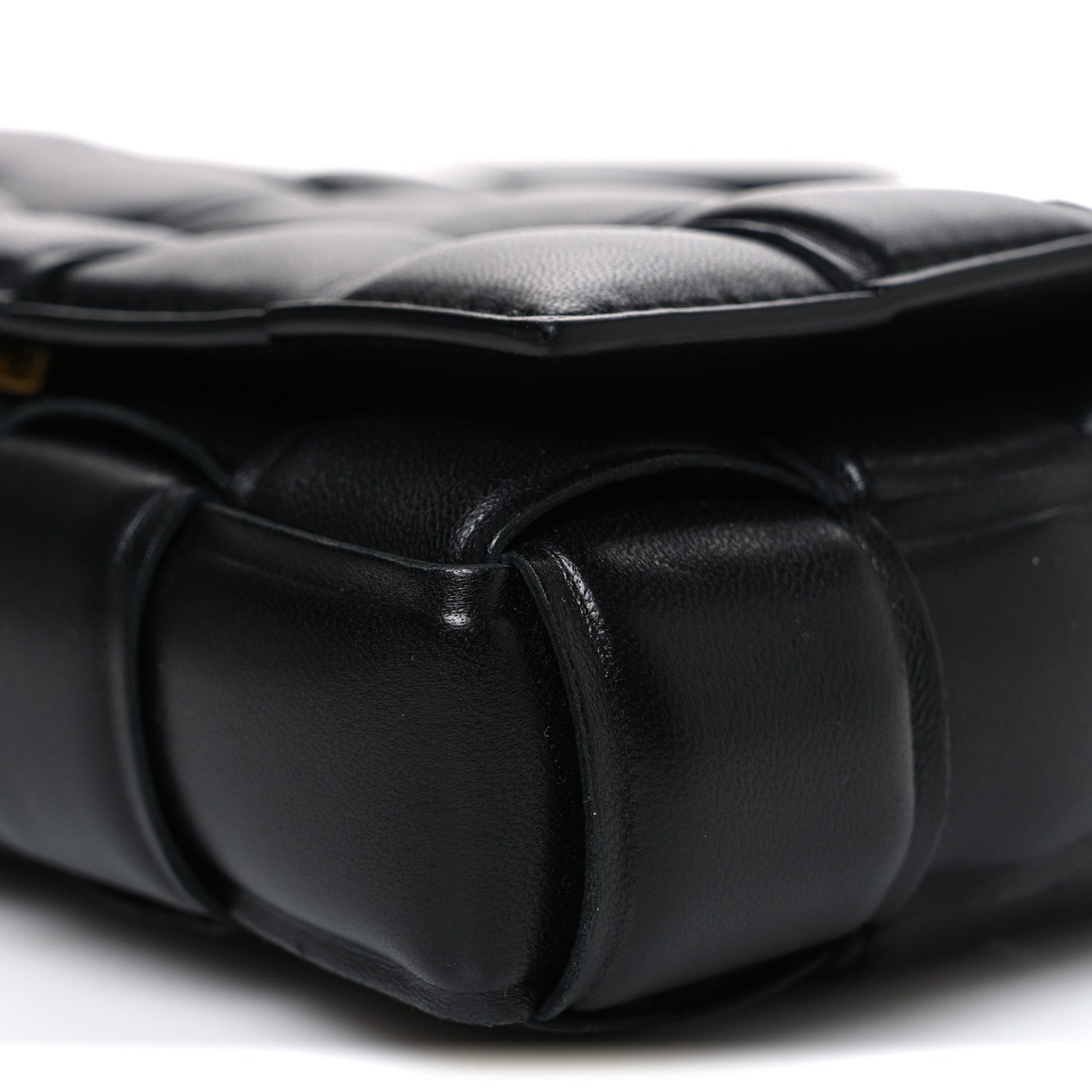 Nappa Maxi Intreccio Small Padded Cassette Crossbody Bag Black
