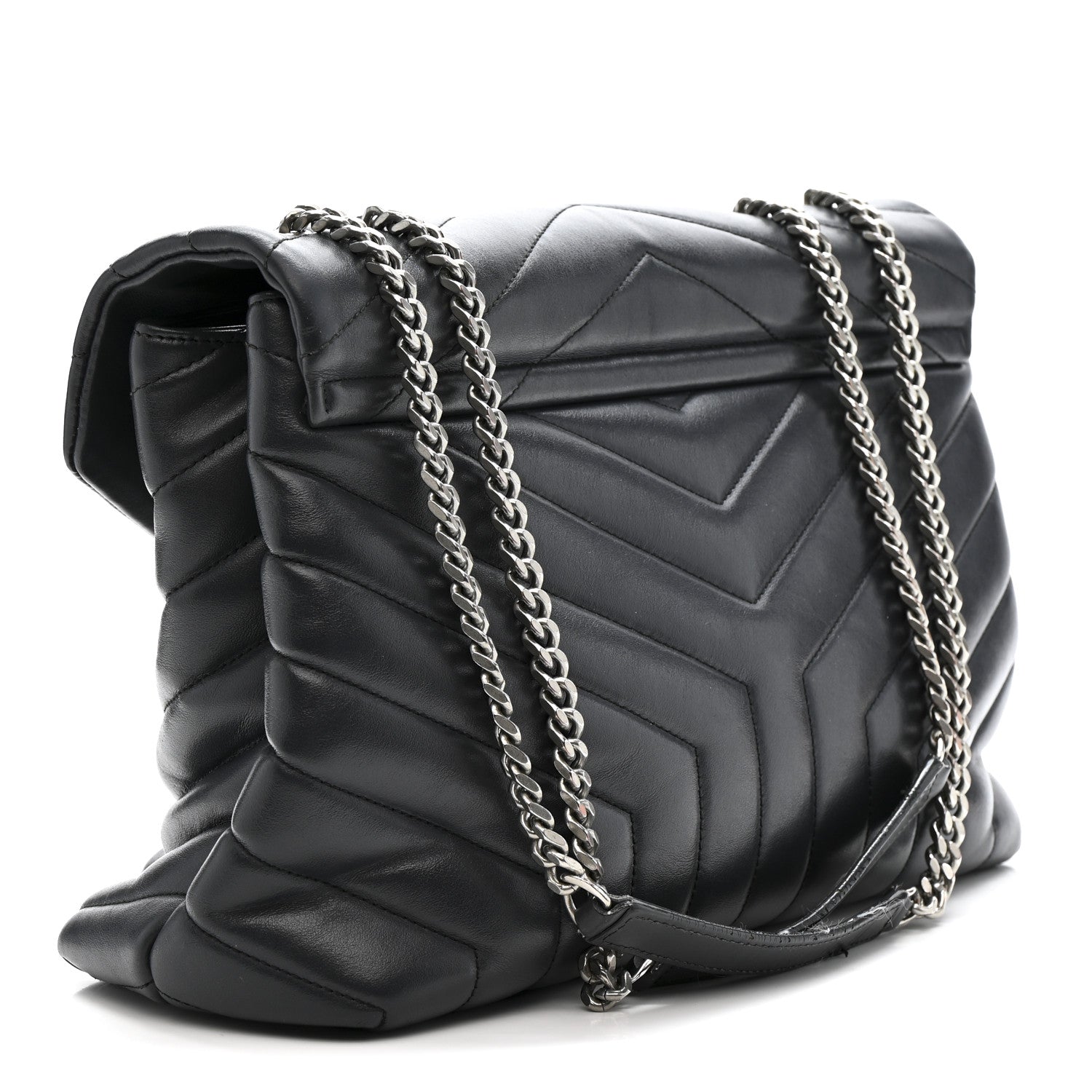 Calfskin Y Quilted Monogram Medium Loulou Chain Satchel Storm