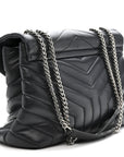 Calfskin Y Quilted Monogram Medium Loulou Chain Satchel Storm