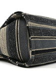 Striped Canvas Small Deauville Tote Dark Grey